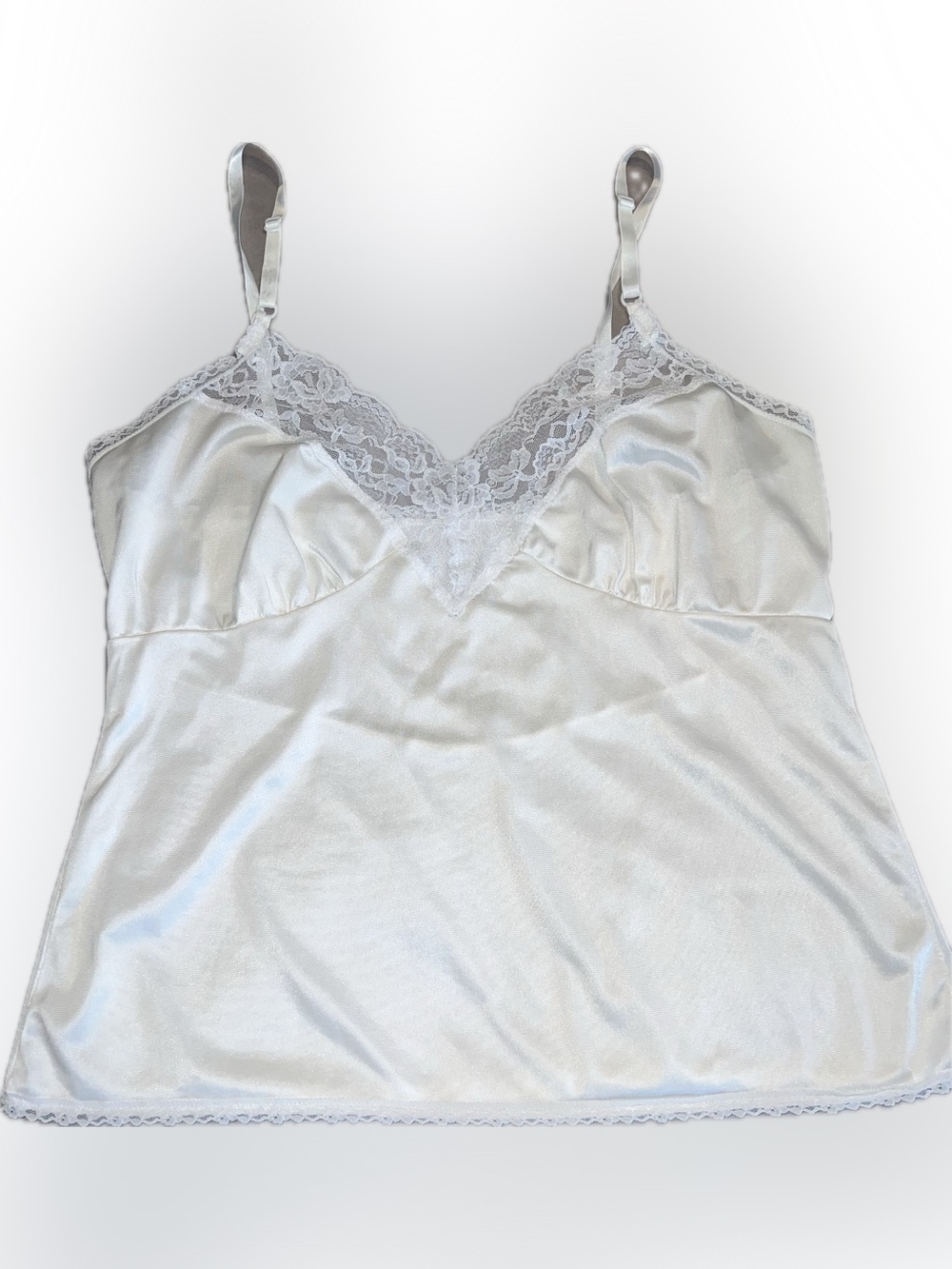 🔴Vintage Fortune Half Slip Lace V Neck Camisole Tank Satin Size 18 - 20